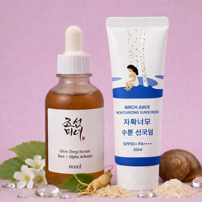 Jumbo Glow Duo – 60ml BOJ Serum + 50ml Round Lab SPF